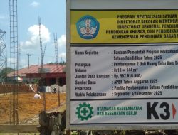 Pembangunan dua Ruang kelas Di SMKN2 sebesar Rp.1,4 Miliar lebih, Dinilai Melanggar UU K3, Kepsek terkesan Tutup Mata