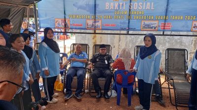 Semarak Hari Bakti TNI AU, Lanud RHF Tanjungpinang Gelar Senam Sehat dan Bagikan Sembako