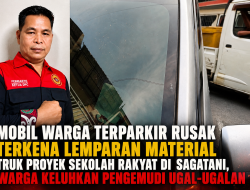Mobil Warga Terparkir Rusak Terkena Lemparan Material Truk Proyek Sekolah Rakyat di Sagatani, Warga Keluhkan Pengemudi Ugal-ugalan