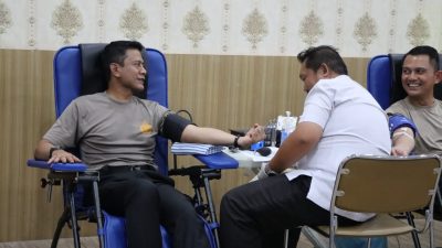 Peduli Sesama, Personel Polresta Tanjungpinang Ikuti Aksi Donor Darah