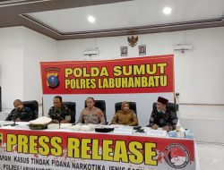 Polres Labuhan batu Gelar Press release Ungkap Kasus Gagalkan Kurir Narkoba dalam Bus ALS dari Malaysia menuju Lampung