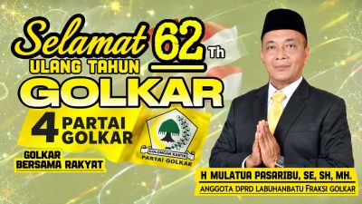 H. Mulatua Pasaribu Sampaikan Ucapan Selamat HUT Ke-62 Partai Golkar, Tegaskan Semangat Bersama Rakyat