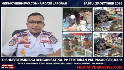Dishub Labuhan batu Bersinergi dengan Satpol PP Tertibkan PKL di pasar gelugur, “Surat Peringatan sudah dilayangkan